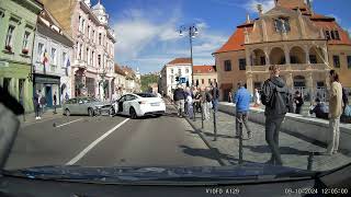 Dashcam Moments  Pedestrian Fall Causes Car Crash [upl. by Brendis]