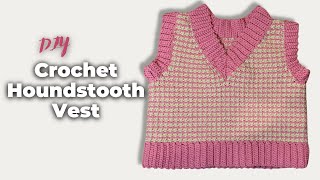 How to Crochet A Houndstooth Vest  EASY InDepth amp Beginner Friendly Tutorial [upl. by Olnee]