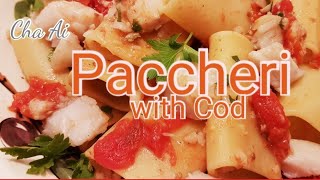 Paccheri with Cod I Pasta with Cod and Tomatoes [upl. by Trudi]