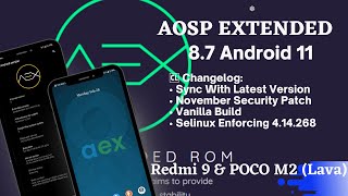 Review Custom ROM Aosp Extended 87 Android 11  Redmi 9  Poco M2 [upl. by Geddes]