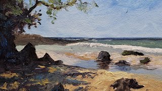 Beginner Seascape Oil Painting Tutorial [upl. by Concoff]