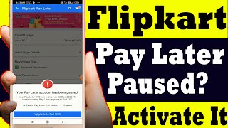 Flipkart Pay Later Paused  Update Your Full KYC And Activate It  Hindi [upl. by Katrinka290]