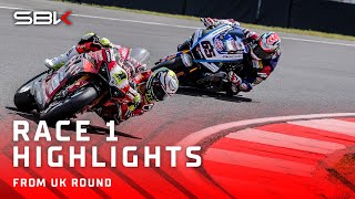 HIGHLIGHTS from Race 1 at Donington Park 🔥  2024 UKWorldSBK 🇬🇧 [upl. by Marte]