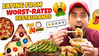 Eating At The Worst Rated Restaurants For 24 Hours  cravingsandcaloriesvlogs [upl. by Mcnair]