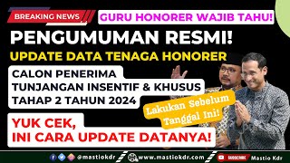 Update Data Tenaga Honorer Calon Penerima Tunjangan Insentif amp Khusus Tahap 2 Tahun 2024 [upl. by Ogdon]