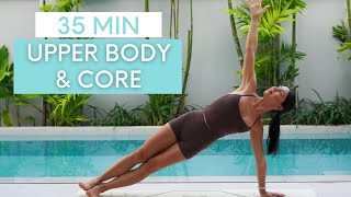 35 MIN UPPER BODY amp CORE WORKOUT  AtHome Pilates No Equipment [upl. by Hull]