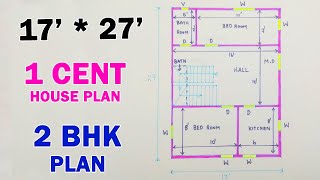 1 cent house plan  1 cent 2BHK house plan  1727 house plan  450 Sqft house  45 Lakhs 2BHK [upl. by Macri29]