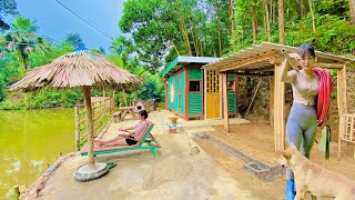 TIMELAPSE Beginning to end BUILDING A LOG CABIN Wooden House alone  How to Build a Wooden Cabin [upl. by Egreog182]