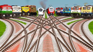 10 INDIAN TRAINS CROSSING BY CUVERD DIAMOND RISKY RAILROAD TRACKS  Train Sim World 5  train games [upl. by Arlena845]