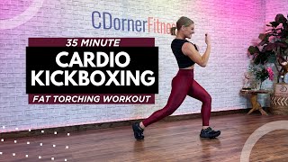 35 MIN  CARDIO KICKBOXING 🔥 No Equipment Fat Burning Workout [upl. by Grimaud]