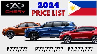 CHERY CARS PRICE LIST PHILIPPINES 2024 [upl. by Iramaj681]