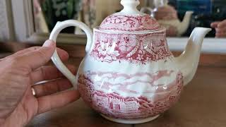 Barratts Red and White China Old Castle Teapot [upl. by Myers840]