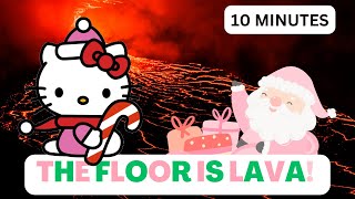 Hello Kitty PINK Christmas Brain Break Workout THE FLOOR IS LAVA amp Mini Games for Kids [upl. by Ananna]