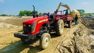 JCB 3dx loading Mud in TATA Tippers amp Tractors Swaraj 855 Fe  New Holland 3630 4x4 Tractor village [upl. by Yup]