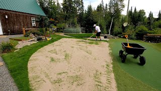 Lawn RENOVATION  CORE AERATION  TOP DRESSING  LEVELING with SAND [upl. by Eelrak]