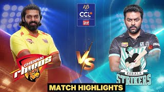 Chennai Rhinos Easy Win Over Kerala Strikers in the last League Match  CCL Match 16 [upl. by Tu]