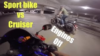 SPORT BIKE VS CRUISER  DOWNHILL ENGINES OFF [upl. by Rechaba]