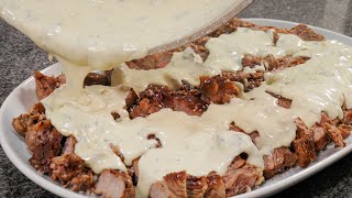 CREAMY EASY RIBEYE STEAK WITH GORGONZOLA 10 minutes recipe [upl. by Clarine]