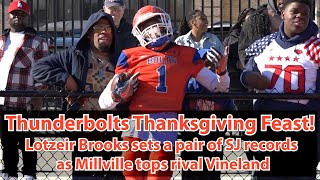 Millville 65 Vineland 0  Thanksgiving Football  Lotzeir Brooks sets 2 SJ career receiving records [upl. by Robinet592]