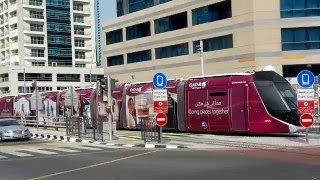 Arabian Outdoor Dubai Trams Branding Qatar Airways Campaign [upl. by Tippets]