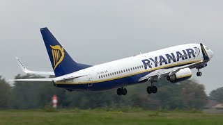 Boeing 737800 EIDHO Ryanair landing and take off at Limoges Airport [upl. by Dwan]