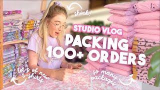 STUDIO VLOG  Packing over 100 Orders DTF Transfers and Designing new Enamel Pins [upl. by Llerred]