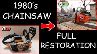 Full chainsaw restoration OleoMac 1980s [upl. by Ititrefen934]