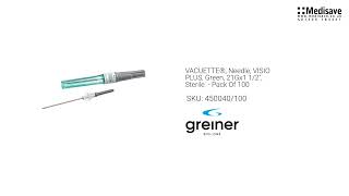 VACUETTE Needle VISIO PLUS Green 21Gx1 1 2 Sterile Pack Of 100 450040 100 [upl. by Walsh727]