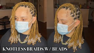 How to Knotless Braids w Beads  Derastyles [upl. by Enirod487]