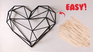 How to make Geometric Heart with Sticks  Perfect for Decor [upl. by Carola]