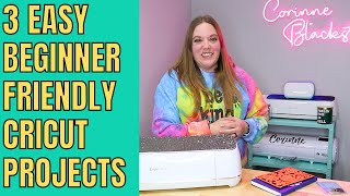 3 easy beginner Cricut projects adhesive vinyl cardstock and print then cut [upl. by Shanly866]