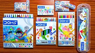 Doms oil pastel unboxing  Doms brush pen 14 shades unboxing  Doms colour pencil unboxing [upl. by Roddie840]