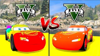 Russian Lightning McQueen Vs Rainbow Lightning McQueen In GTA 5 who will be the Winner [upl. by Goldsworthy429]