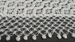 Crochet border for shawl for beginners اطارحوافكنار كروشية لشال مثلث [upl. by Lednahc]