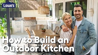 Do it Yourself Outdoor Kitchen  Blending Backyard Makeover Howtos [upl. by Krystyna]