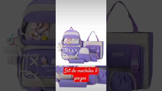 Set de mochila 5 piezas kawaiicon accesorios sueñobonito cute [upl. by Bertsche]