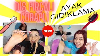 FOOT TICKLING CHALLENGE  AYAK GIDIKLAMAdiş fırçası ve çoraplı daha neler neler 🥳challenge [upl. by Nassi]