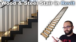 Wood amp Steel Stair in Revit Tutorial [upl. by Haduj]