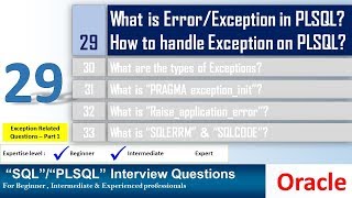 Oracle PL SQL interview question What is exception and how to handle exception in PLSQL [upl. by Lodnar]