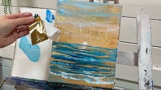 HOW TO GOLD LEAF ✨ step by step ACRYLIC PAINTING for Beginners [upl. by Adnole]