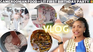 VLOG● Cooking a Delicious CAMEROONIAN FOOD the real African way  Lit FIRST Birthday party [upl. by Lynnett]