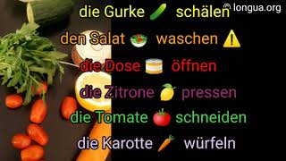 Kochen lernen Deutsch lernen die Gurke schälen der Salat waschen die Dose öffnen die Zitrone pr [upl. by Urial525]