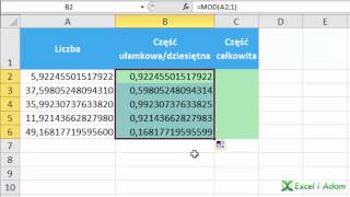 Excel  Część ułamkowa i całkowita liczby  porada 214 [upl. by Ailama]