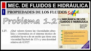 MECÁNICA DE FLUIDOS E HIDRÁULICA  Propiedad de los fluidos  problema 127 [upl. by Avert]