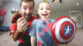 Father amp Son GET RAD SUPER HERO NERF GUNS [upl. by Imled782]