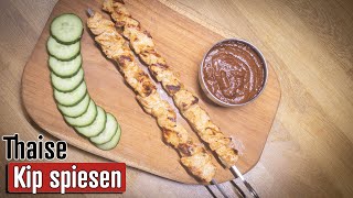 Thaise Kip spiesen met zelfgemaakte pindasaus  NasQ BBQ [upl. by Nnairek163]