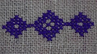 Hand Embroidery  Cross Stitch Embroidery on Jute Mat  Border Design [upl. by Falo698]