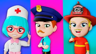 Policemen Doctor and Firemen Song 🚒🚓🚑  More   Kids Songs and Nursery Rhymes  Lights Kids 3D [upl. by Celin]