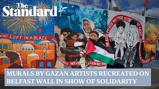 Murals by Gazan artists recreated on Belfast wall in show of solidarity [upl. by Boyes746]