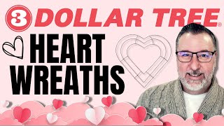 3 Dollar Tree Heart Shaped Wreaths  Easy DIYs  Wreath DIYs  valentinesday [upl. by Ecirbaf10]